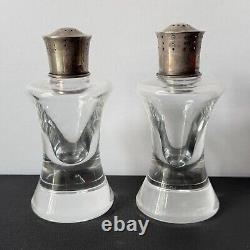 Vintage Steuben Glass Sterling Silver Salt Pepper Shakers Arthur Douglas Pair