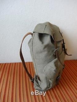 Vintage Swiss Army Military Backpack Rucksack 1956 CH Canvas Salt & Pepper RAR