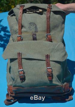 Vintage Swiss Army Military Backpack Rucksack 1965 Canvas Salt & Pepper BRASSUS