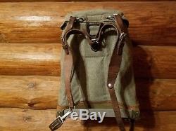 Vintage Swiss Army Military Backpack Rucksack Canvas Salt & Pepper rare ID slot