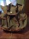 Vintage Swiss Army Military Rucksack Salt and Pepper Leather Canvas Rifle Holder