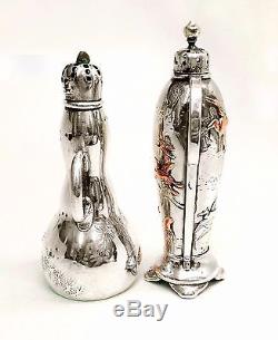 Vintage Tiffany & Co. Crane/Fish Sterling Silver Salt & Pepper Shakers CA. 1880