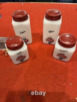 Vintage Tipp Salt, Pepper, Sugar And Flour Shakers