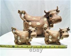 Vintage Twin Winton Spotted Jersey Brown Cow Cookie Jar with Salt & Pepper Shakers