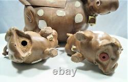Vintage Twin Winton Spotted Jersey Brown Cow Cookie Jar with Salt & Pepper Shakers
