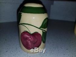 Vintage Watt Pottery Apple Salt & Pepper Shaker Set (barrel Shape), Excellent