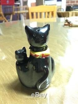 Vintage black cat nodder salt and pepper