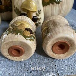Vintage mushroom canister set with salt and pepper shakers-flaws
