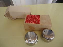 Vintage retro georg jensen salt and & pepper shakers stainless steel in box