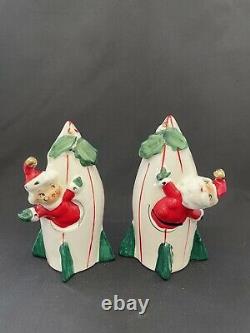 Vntg Holt Howard Christmas Santa & Mrs Claus Rocket Ship Salt & Pepper Shakers