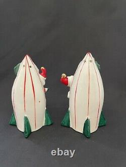 Vntg Holt Howard Christmas Santa & Mrs Claus Rocket Ship Salt & Pepper Shakers