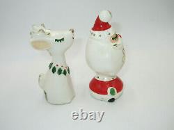 Vtg 1961 Japan Inarco E-159 Ceramic Salt Pepper Shaker Santa Claus Reindeer BOX
