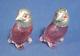 Vtg Antique Cranberry Glass Salt and Pepper Shakers Birds with Silverplated Heads