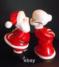 Vtg Christmas Lefton Norcrest Japan Santa Mrs Claus Salt and Pepper Shakers Rare