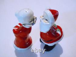 Vtg Christmas Lefton Norcrest Japan Santa Mrs Claus Salt and Pepper Shakers Rare