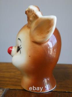 Vtg Lefton Rudolph The Red Nosed Reindeer Salt Pepper Shakers Deer Kitsch 4370