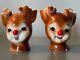 Vtg Lefton Rudolph the Red Nosed Reindeer Christmas Salt & Pepper Shakers, as is