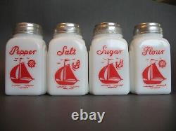 Vtg Mckee Shakers Salt Pepper Flour Sugar Ships Roman Arch Art Deco Depression