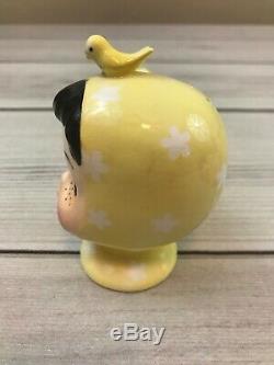 Vtg NAPCO Japan MISS CUTIE PIE Yellow Pixieware Salt & Pepper Shakers RARE
