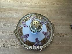 Vtg NIPPON Hand Painted Grape Motif Ceramic Condiment Set With Gold Trim On Tray