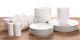 White Stoneware 64-Piece Dinnerware Service for 12 +Set of 2 Salt & Pepper NEW