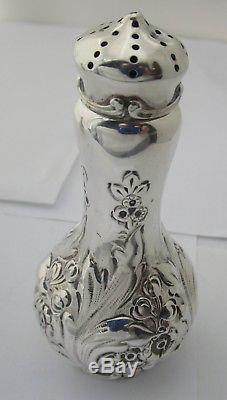 Whiting Sterling Silver Floral Repousse Salt & Pepper Shakers