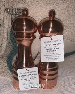 Williams Sonoma Copper Pepper & Salt Mill Grinder 6 1/2 NWT Retail $159.90