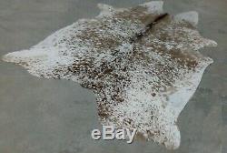XXLARGE Cowhide Rug SALT AND PEPPER BRAZILIAN 8'x6'5 Brown Cow Hide Leather