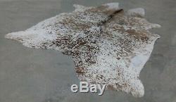 XXLARGE Cowhide Rug SALT AND PEPPER BRAZILIAN 8'x6'5 Brown Cow Hide Leather