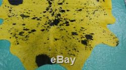Yellow Cowhide Rug Size 6' X 6.5' Dyed Salt & Pepper Cowhide Skin Rug M-469
