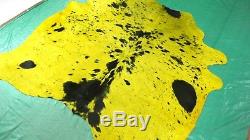 Yellow Cowhide Rug Size 6' X 6.5' Dyed Salt & Pepper Cowhide Skin Rug M-469